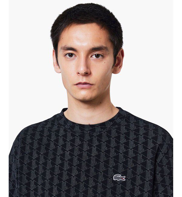 LACOSTE「インディゴ鹿の子地 モノグラム半袖Tシャツ」|Tシャツ・カットソー|