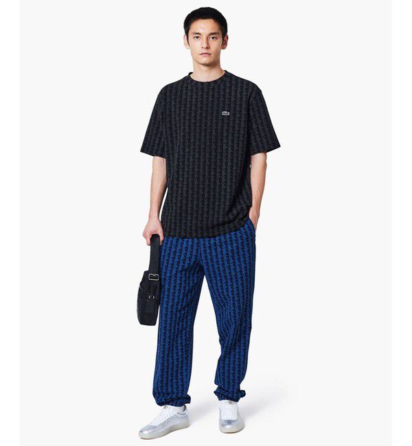 LACOSTE「インディゴ鹿の子地 モノグラム半袖Tシャツ」|Tシャツ・カットソー|