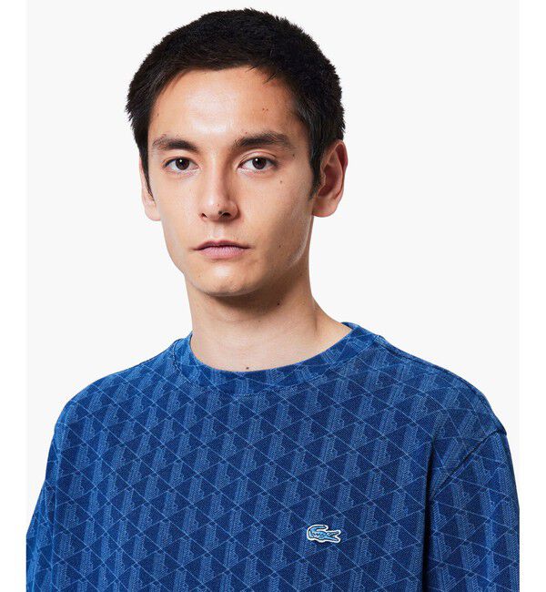 LACOSTE「インディゴ鹿の子地 モノグラム半袖Tシャツ」|Tシャツ・カットソー|