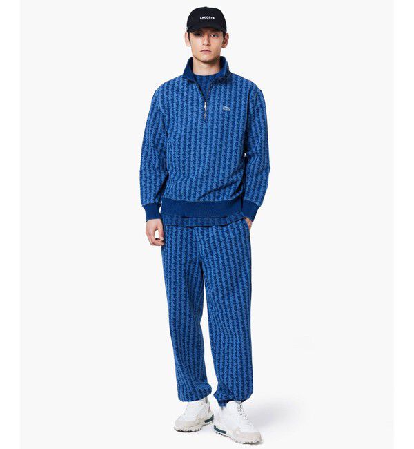 LACOSTE「インディゴ鹿の子地 モノグラム半袖Tシャツ」|Tシャツ・カットソー|