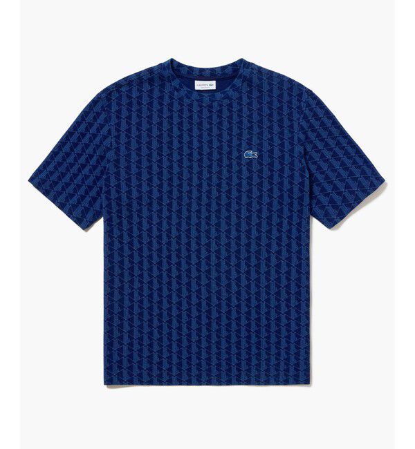 LACOSTE「インディゴ鹿の子地 モノグラム半袖Tシャツ」|Tシャツ・カットソー|