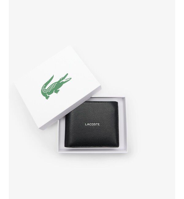 LACOSTE「オシアン グレインレザー2つ折りウォレット」|財布|ブラック