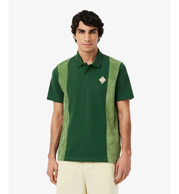 LACOSTE「サイドパネルパイル地切り替えゴルフポロシャツ」|ポロシャツ|グリーン