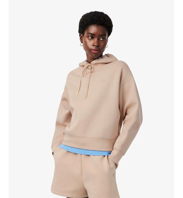 LACOSTE「オーバーサイズダブルフェイススェットフーディー」|パーカー|ベージュ