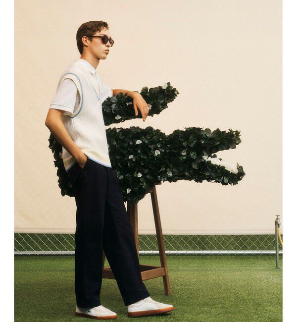 LACOSTE「メンズ BASESHOT PRO 126 1 SMA レザー スエード切り替え ローカットスニーカー」|スニーカー|