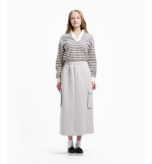 LACOSTE「ダブルフェイスジャージカーゴフレアスカート」|台形|