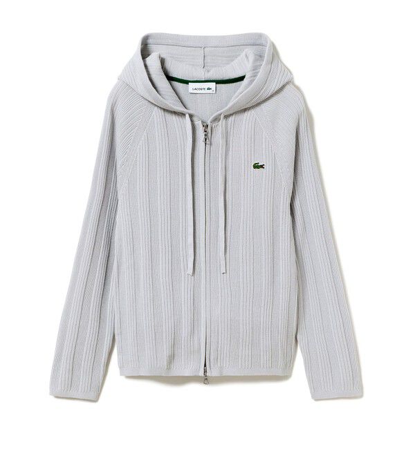 LACOSTE「ランダムピッチリブ ニットジップフーディー」|ニット・セーター|