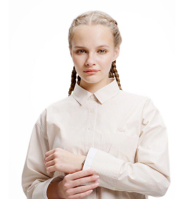 LACOSTE「レイヤード風デザイン ストライプシャツ」|シャツ・ブラウス|