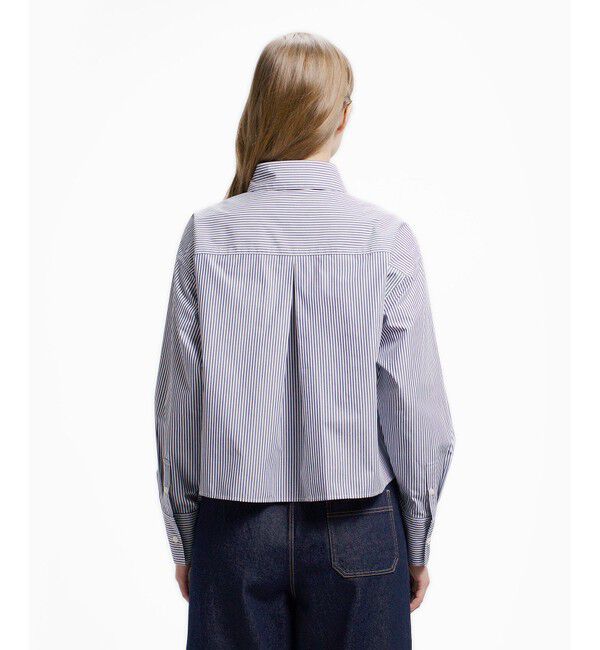 LACOSTE「ダブルポケット クロップド丈 ストライプシャツ」|シャツ・ブラウス|