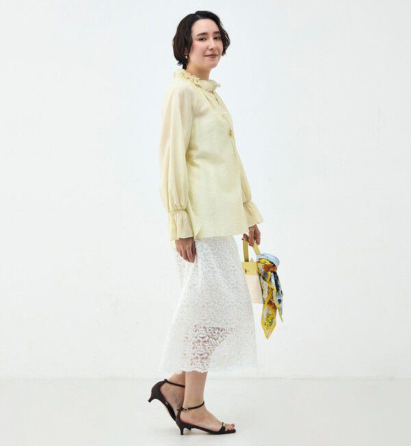NOLLEY'S sophi「ウォッシャブルシアーオーガンジーフリルネックブラウス」|シャツ・ブラウス|