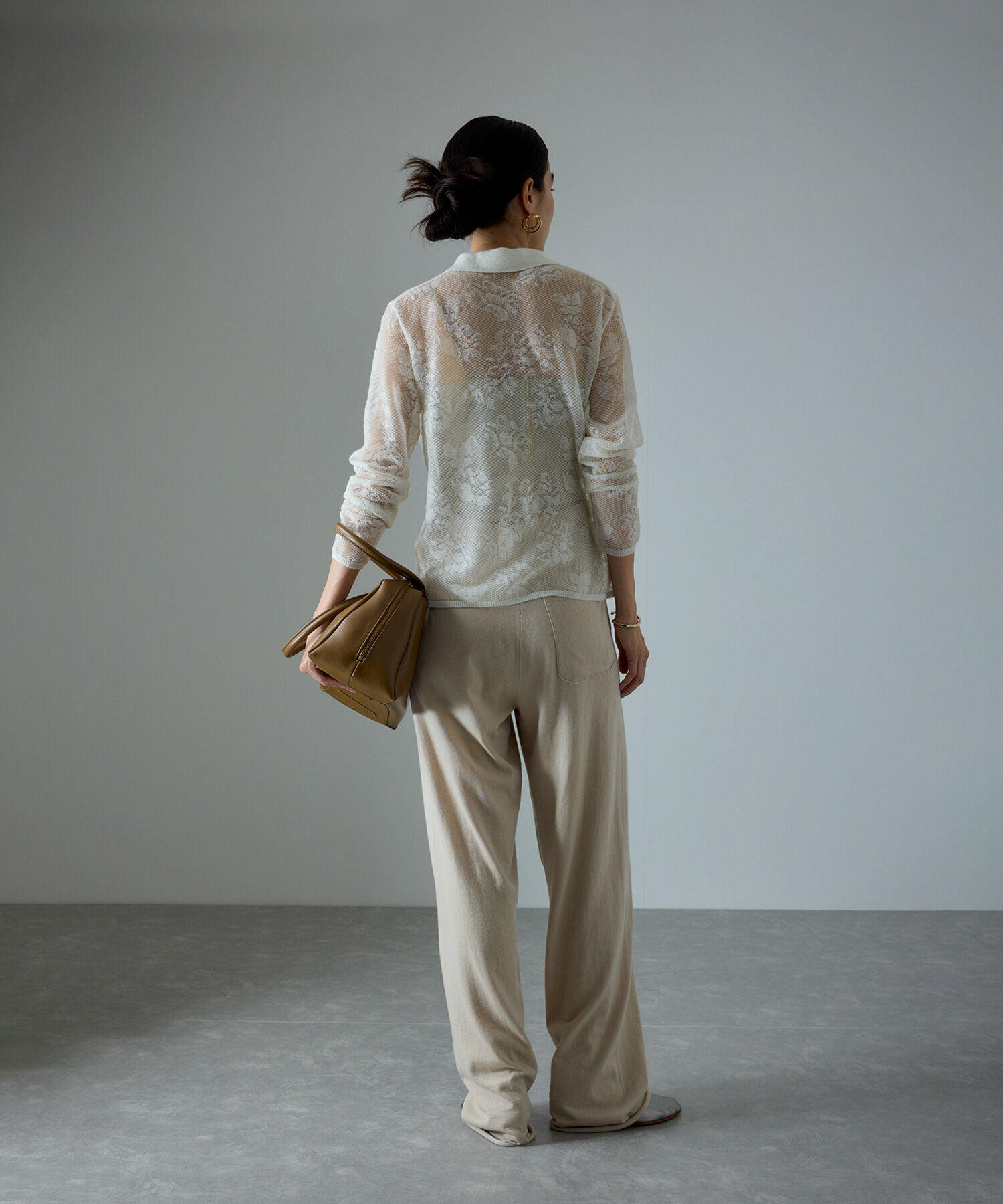 SALON adam et rope'「モヘヤレース衿付きカーディガン」|カーディガン|