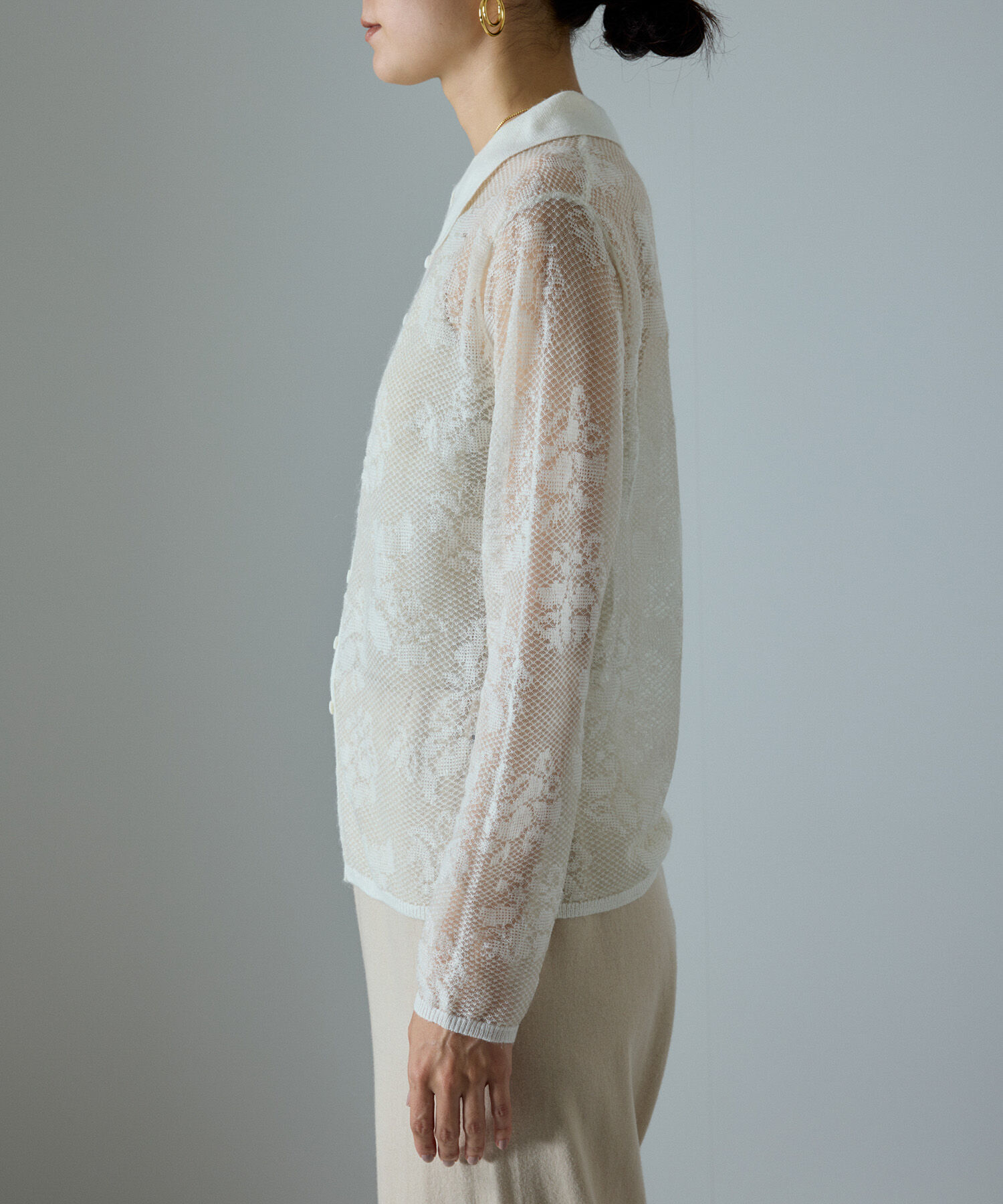 SALON adam et rope'「モヘヤレース衿付きカーディガン」|カーディガン|