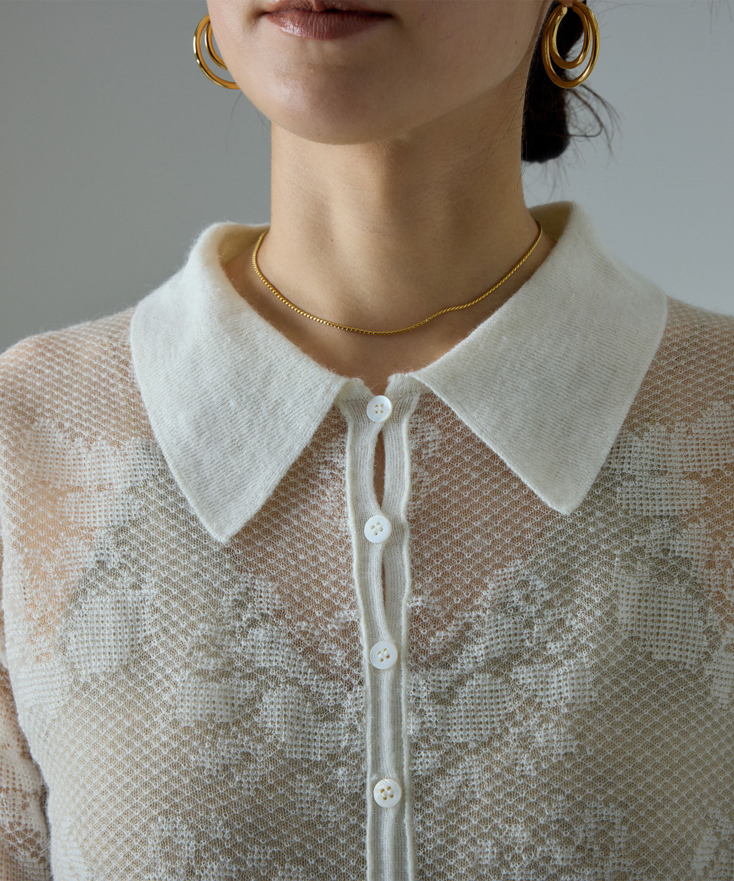 SALON adam et rope'「モヘヤレース衿付きカーディガン」|カーディガン|