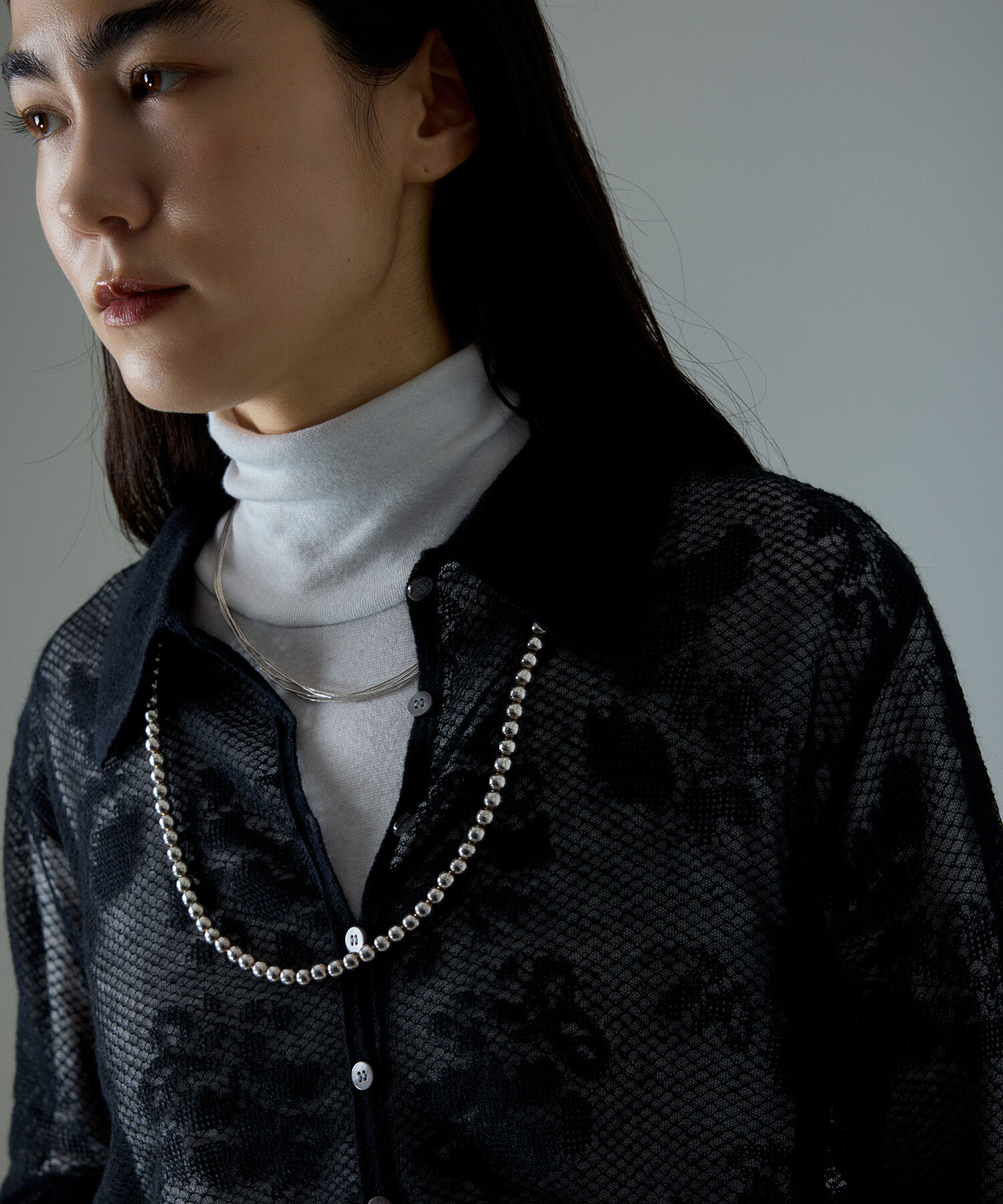 SALON adam et rope'「モヘヤレース衿付きカーディガン」|カーディガン|