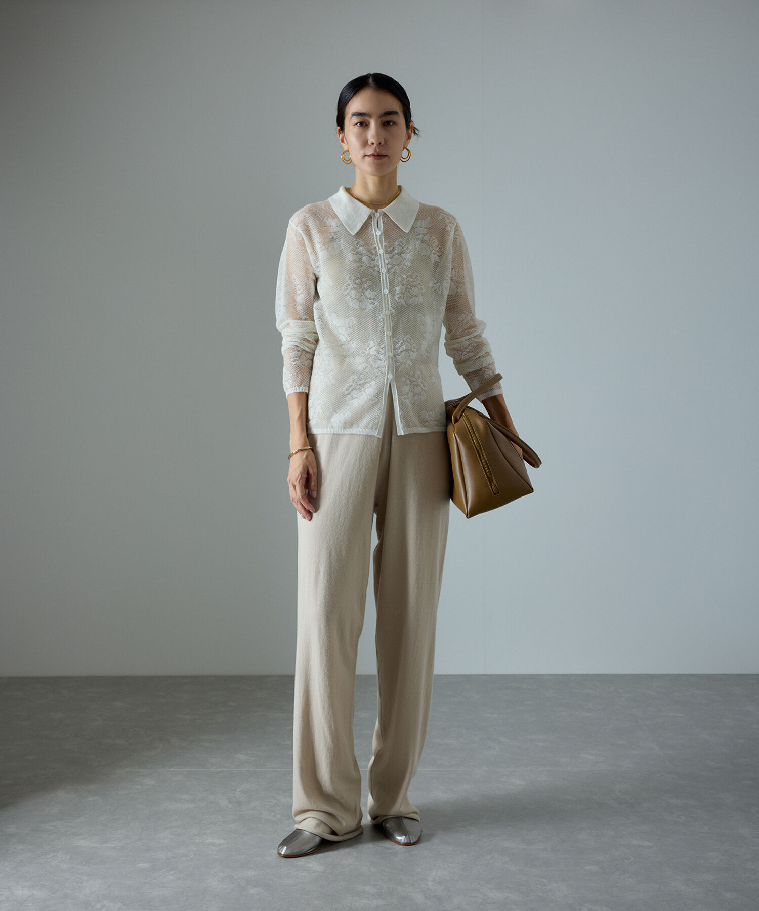 SALON adam et rope'「モヘヤレース衿付きカーディガン」|カーディガン|