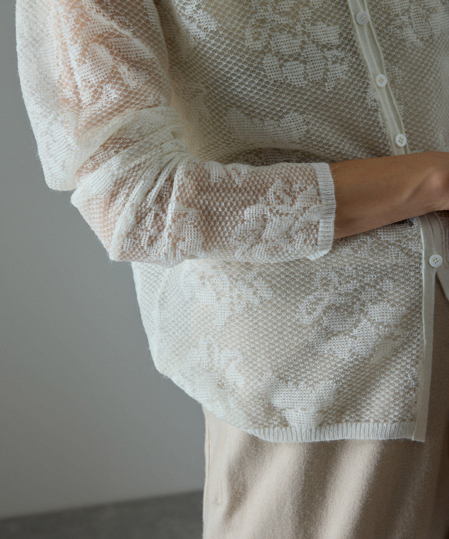 SALON adam et rope'「モヘヤレース衿付きカーディガン」|カーディガン|