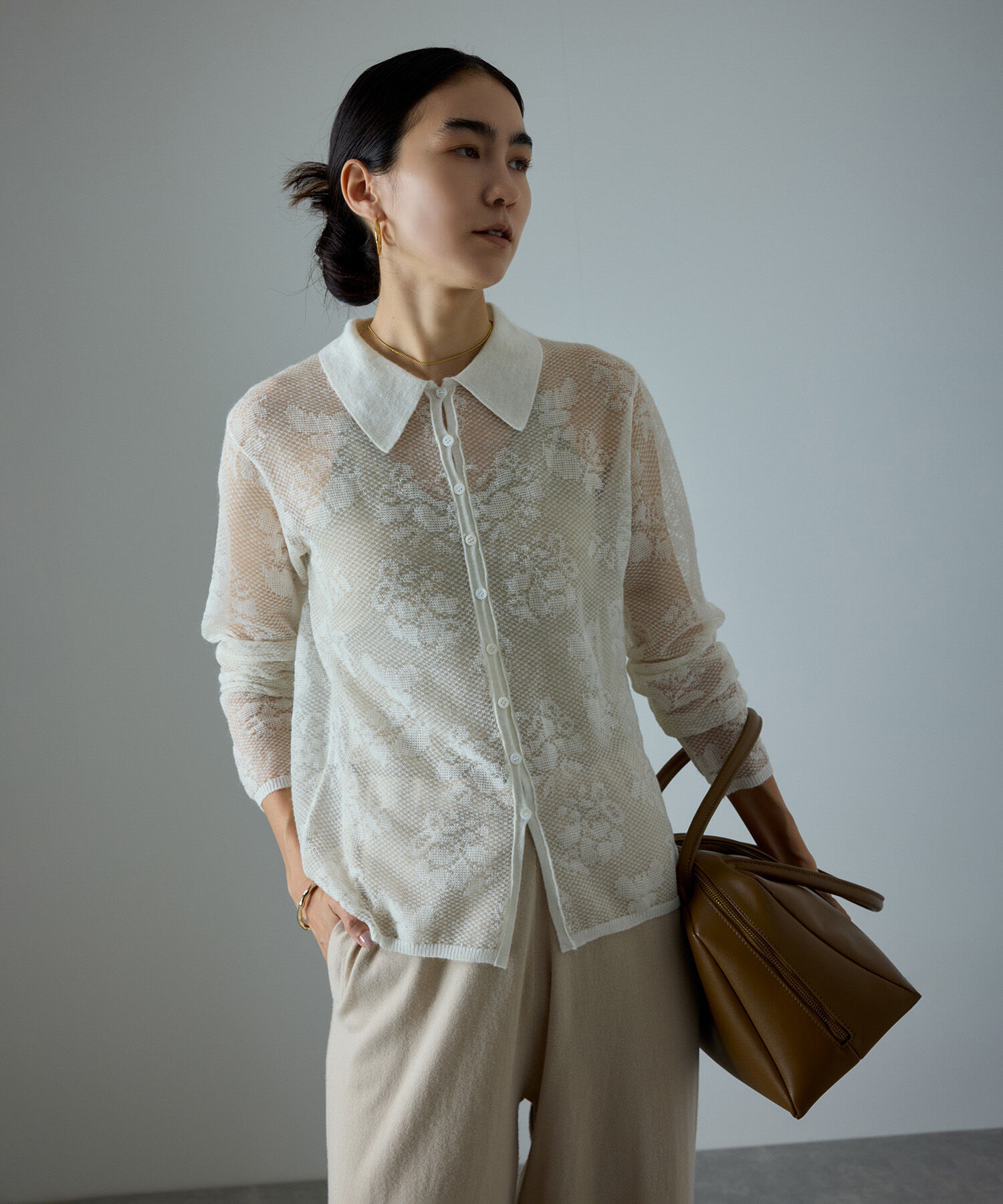 SALON adam et rope'「モヘヤレース衿付きカーディガン」|カーディガン|オフホワイト(15)