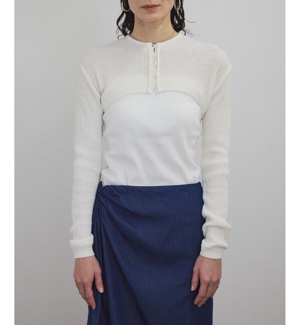 SALON adam et rope'「【WEB限定】ループヤーンリブショートカーディガン/ボレロ［セットアップ対応］」|カーディガン|