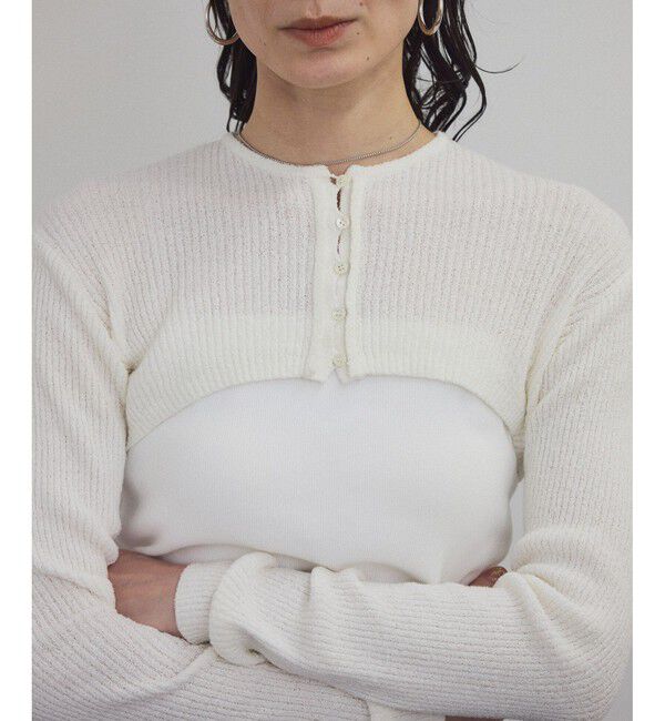 SALON adam et rope'「【WEB限定】ループヤーンリブショートカーディガン/ボレロ［セットアップ対応］」|カーディガン|