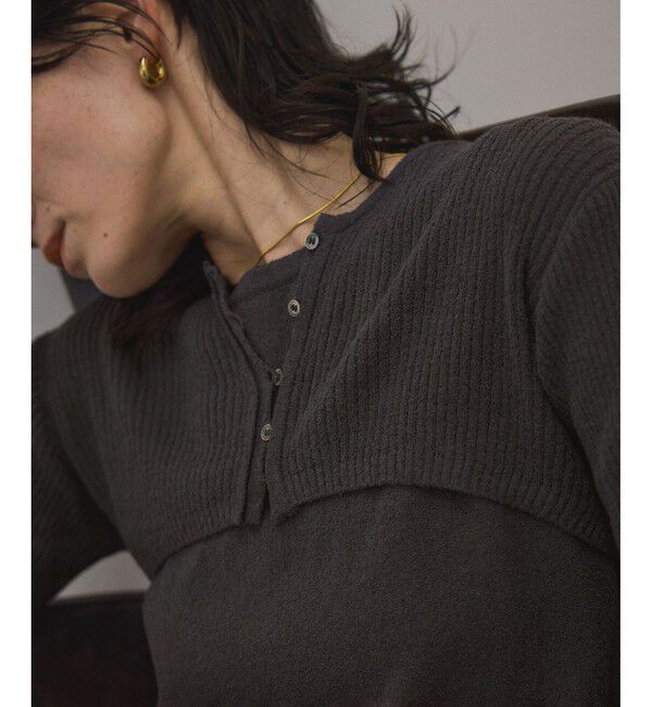 SALON adam et rope'「【WEB限定】ループヤーンリブショートカーディガン/ボレロ［セットアップ対応］」|カーディガン|