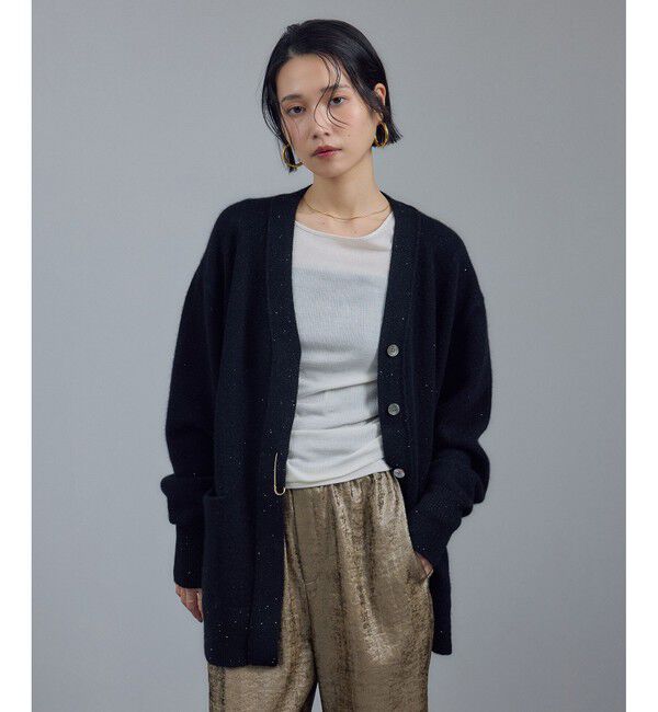 SALON adam et rope'「Starry sky Knit スパンコールVネックカーディガン」|カーディガン|ブラック(01)