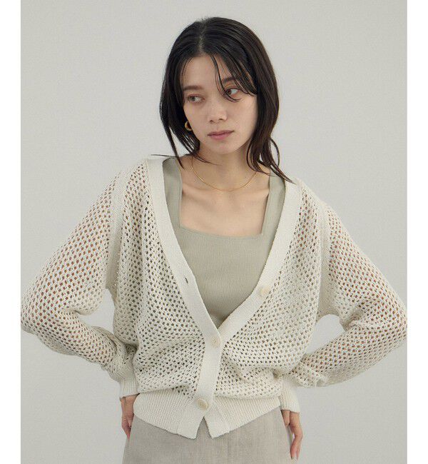 SALON adam et rope'「ペーパーヤーンメッシュカーディガン」|カーディガン|オフホワイト(15)