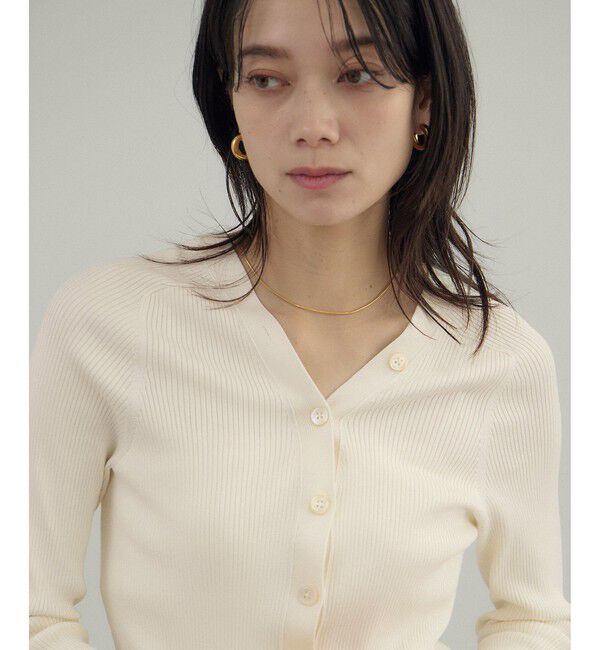 SALON adam et rope'「シルクリブVネックカーディガン」|カーディガン|