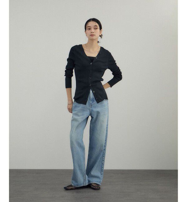 SALON adam et rope'「シルクリブVネックカーディガン」|カーディガン|