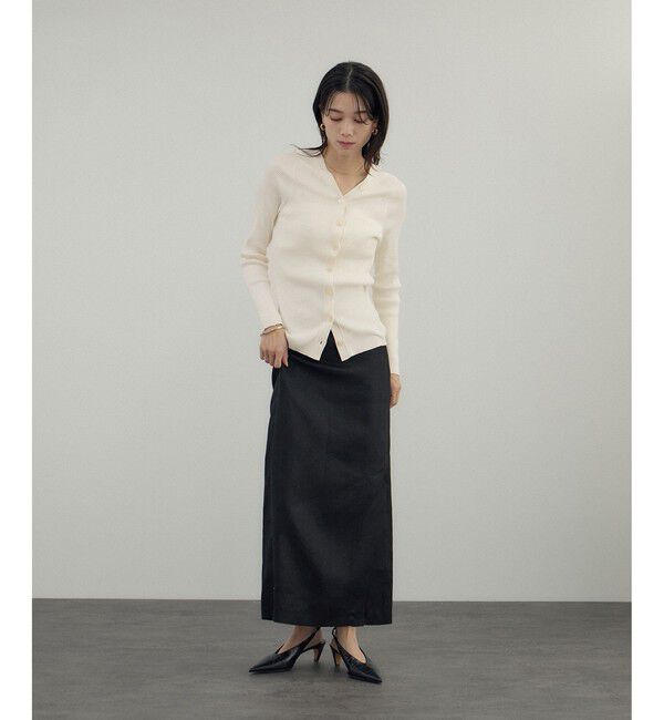 SALON adam et rope'「シルクリブVネックカーディガン」|カーディガン|