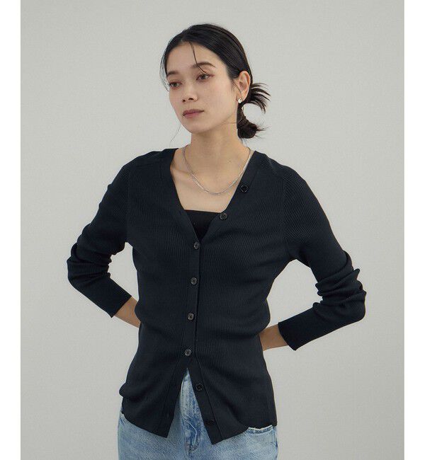 SALON adam et rope'「シルクリブVネックカーディガン」|カーディガン|