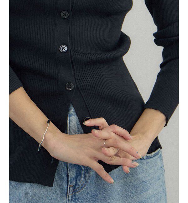 SALON adam et rope'「シルクリブVネックカーディガン」|カーディガン|