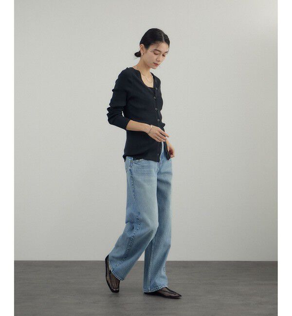 SALON adam et rope'「シルクリブVネックカーディガン」|カーディガン|