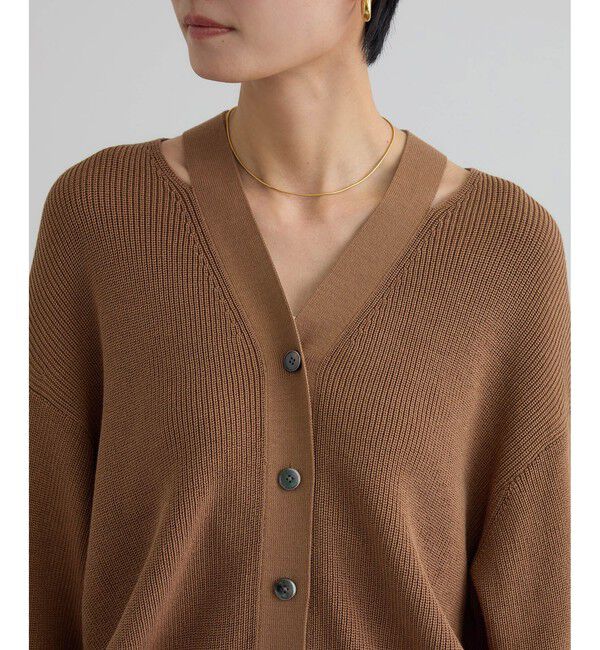 SALON adam et rope'「【WEB限定】コットンシルクネックスリットVネックカーディガン」|カーディガン|