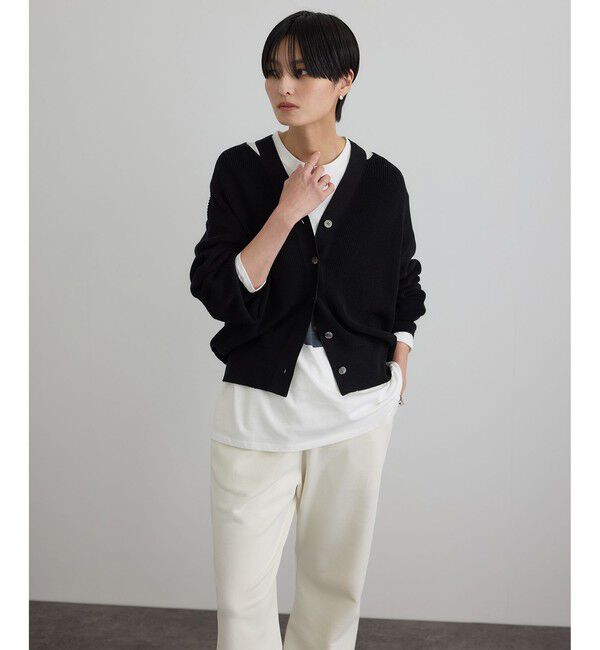 SALON adam et rope'「【WEB限定】コットンシルクネックスリットVネックカーディガン」|カーディガン|
