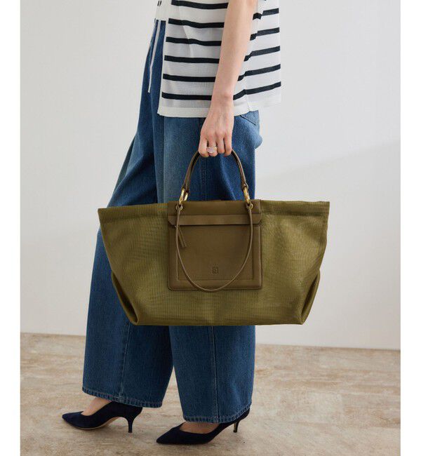 ROPE「【A4対応】チュールメッシュダブルハンドルトートバッグ」|トートバッグ|