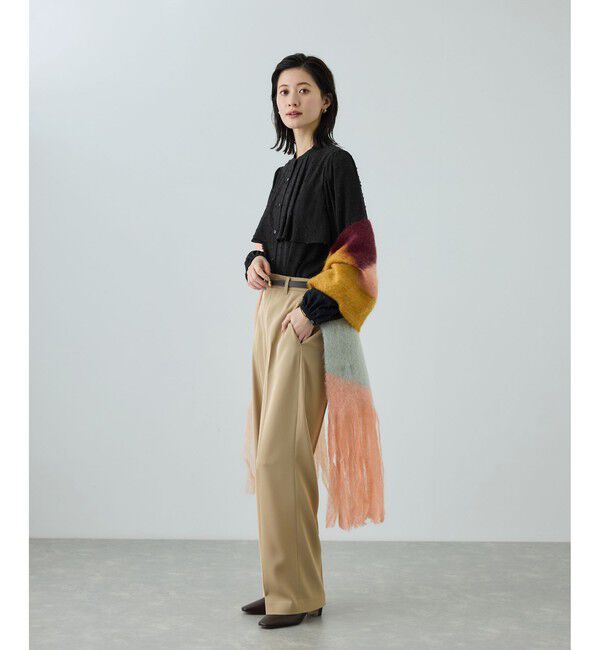 ROPE「カットジャガードフリルブラウス/イージーケア」|シャツ・ブラウス|