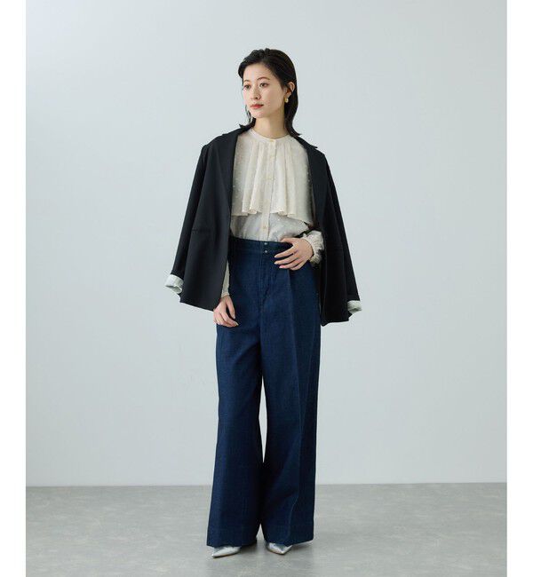 ROPE「カットジャガードフリルブラウス/イージーケア」|シャツ・ブラウス|