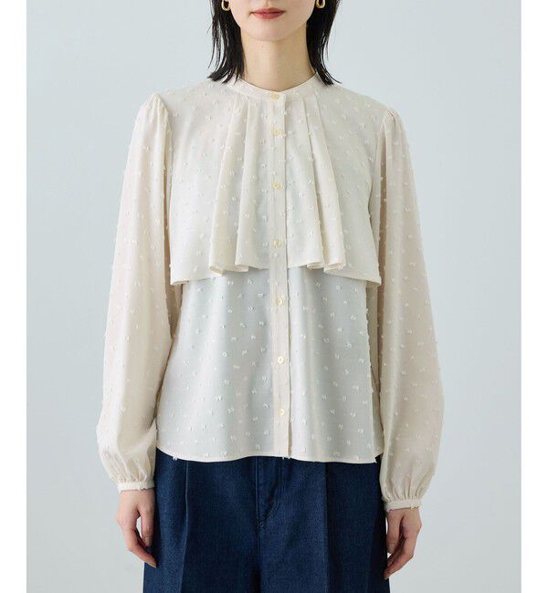 ROPE「カットジャガードフリルブラウス/イージーケア」|シャツ・ブラウス|