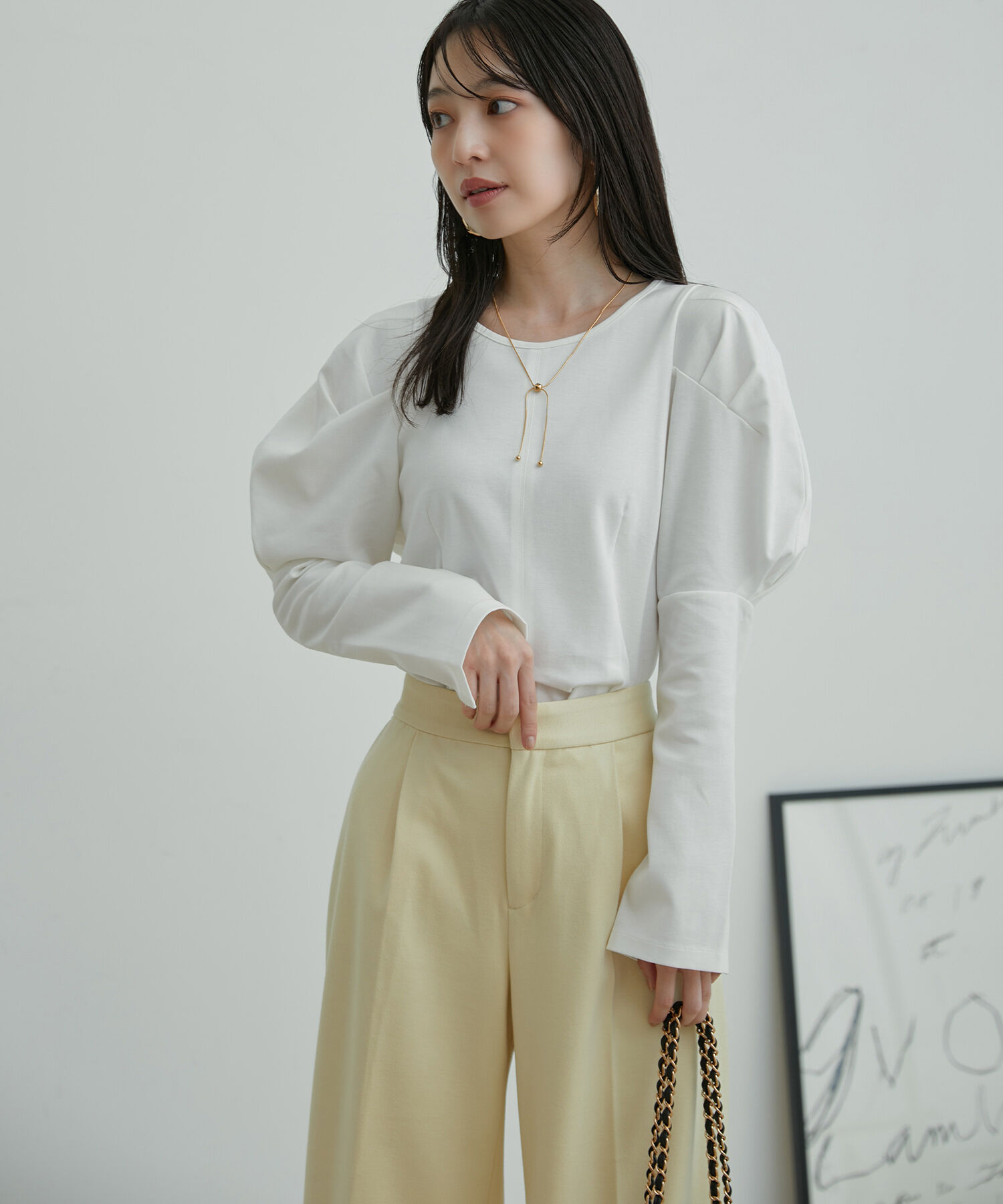 VIS「【洗える】タックボリュームスリーブカットソー」|Tシャツ・カットソー|