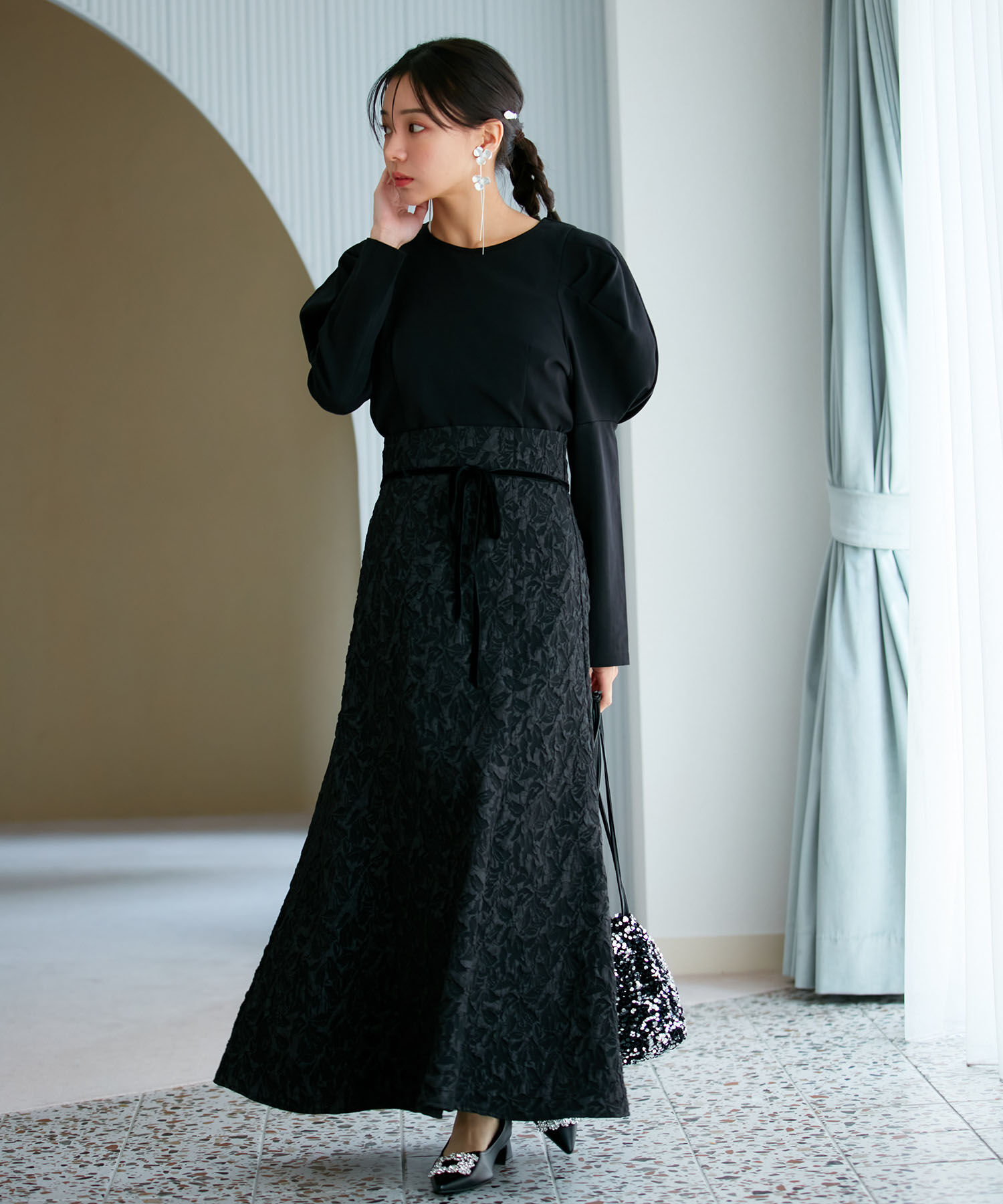 VIS「【洗える】タックボリュームスリーブカットソー」|Tシャツ・カットソー|