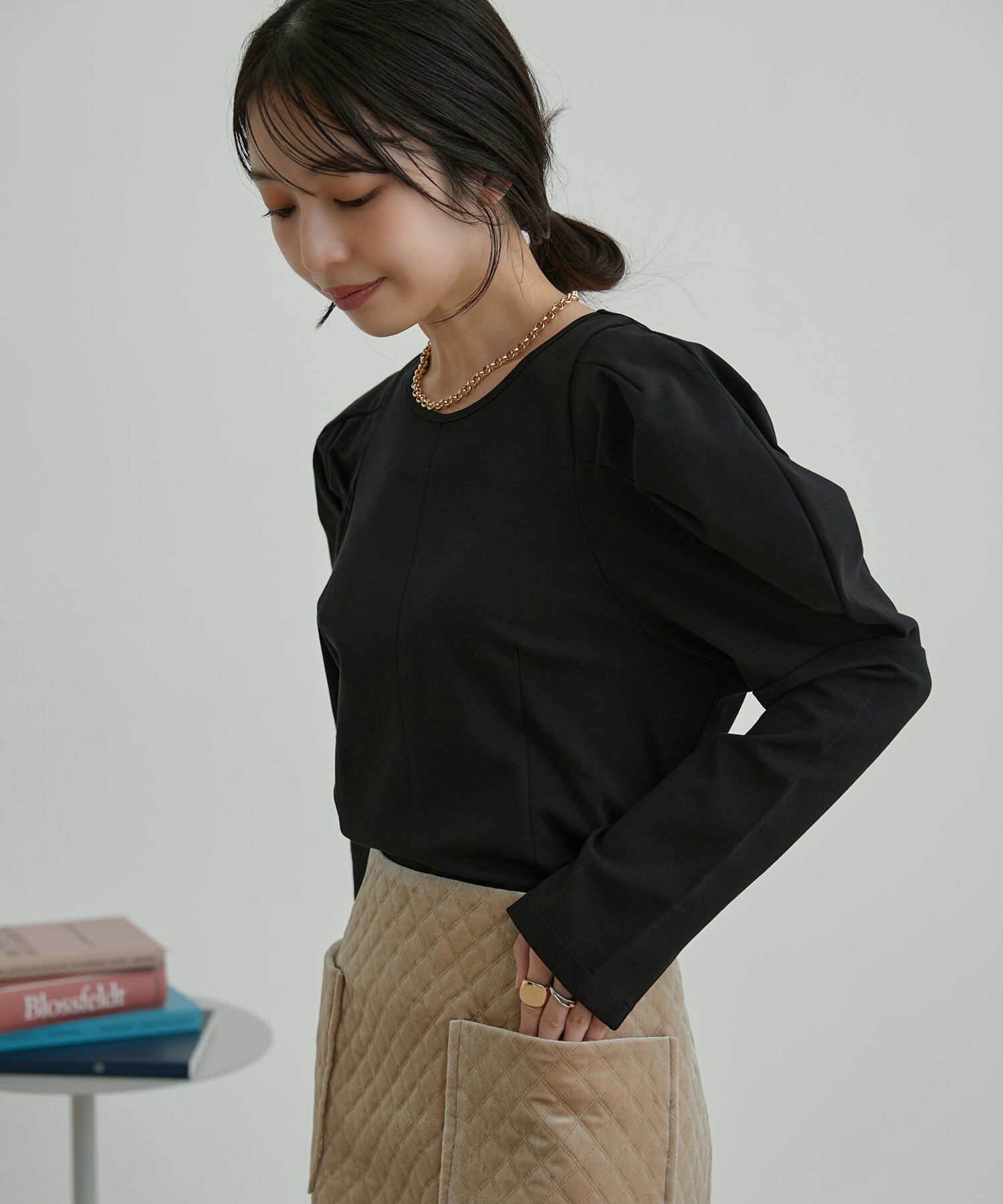 VIS「【洗える】タックボリュームスリーブカットソー」|Tシャツ・カットソー|