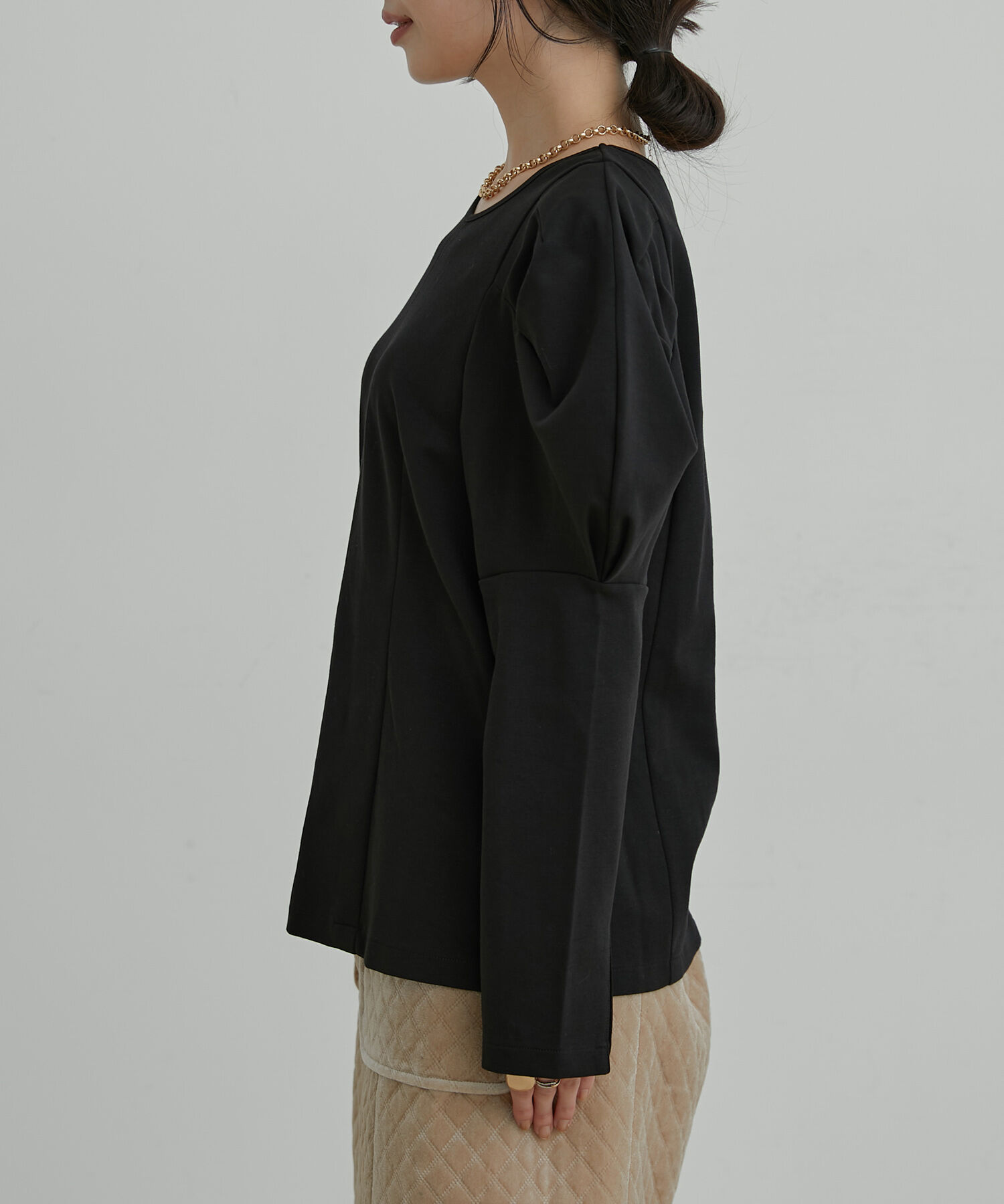 VIS「【洗える】タックボリュームスリーブカットソー」|Tシャツ・カットソー|