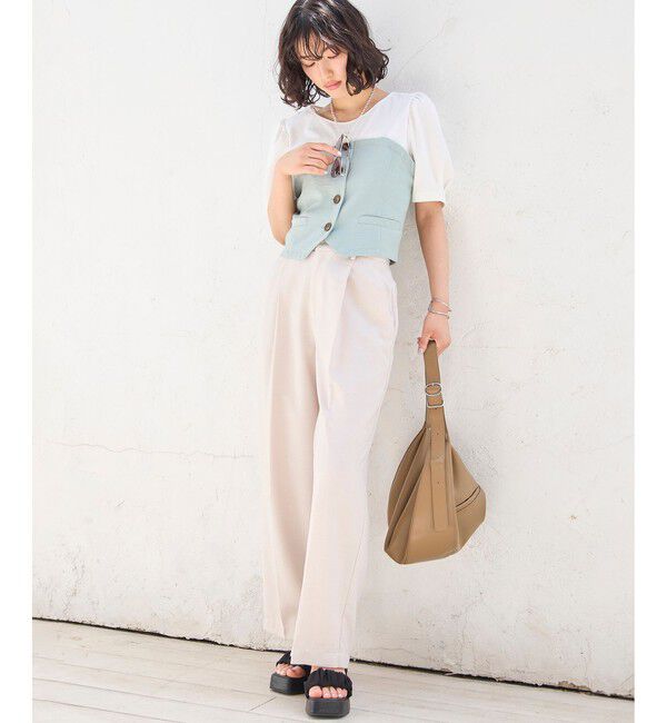 VIS「【美easy】ワンタックワイドスラックスパンツ/洗える」|スラックス|