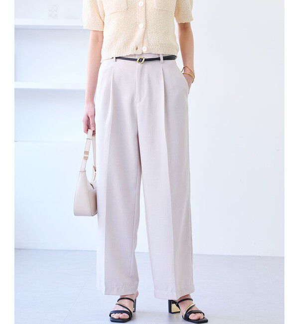 VIS「【美easy】ワンタックワイドスラックスパンツ/洗える」|スラックス|