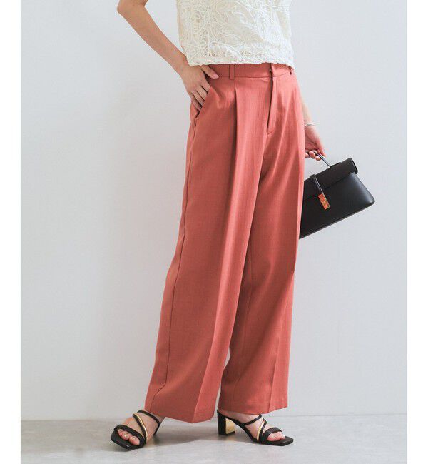 VIS「【美easy】ワンタックワイドスラックスパンツ/洗える」|スラックス|オレンジ系(74)