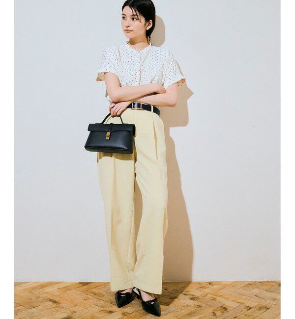 VIS「【美easy】ワンタックワイドスラックスパンツ/洗える」|スラックス|