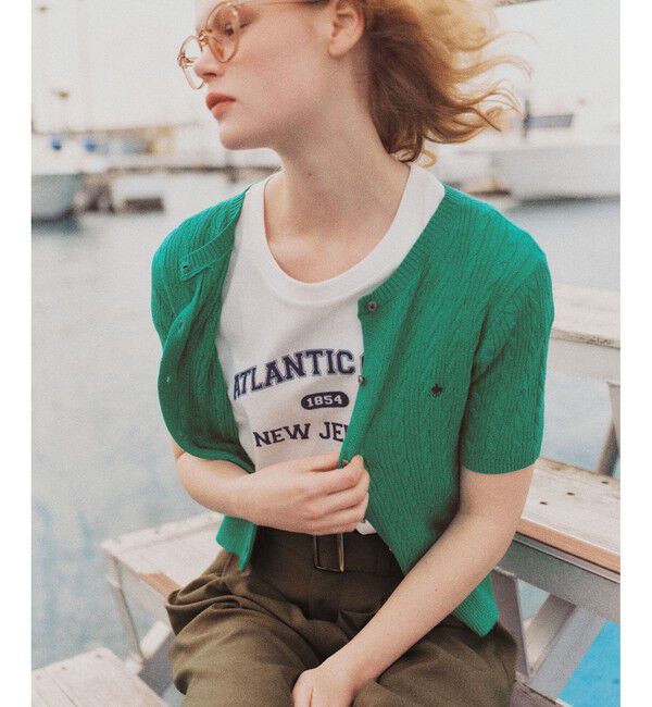 VIS「【POLO BCS】VIS別注ハーフスリーブミニケーブルカーディガン」|カーディガン|グリーン(30)