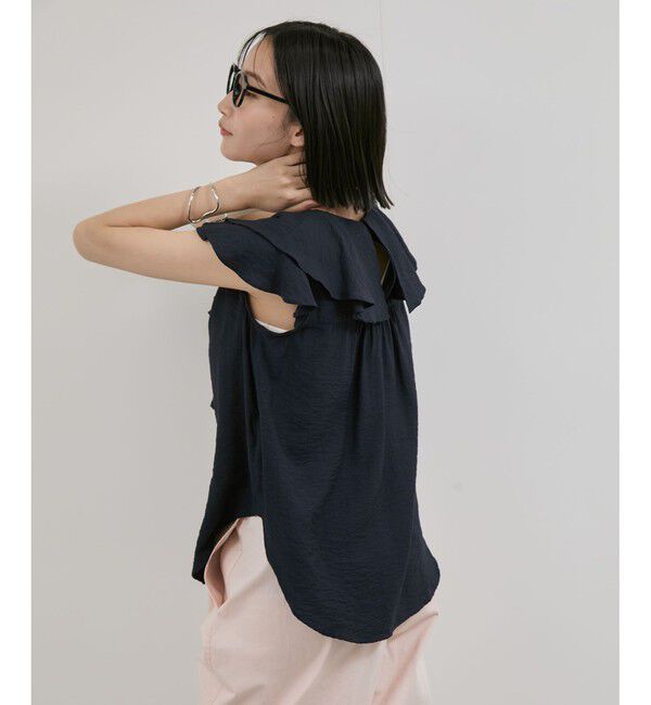 VIS「【WEB限定】ラッフルフリルフレンチスリーブブラウス」|シャツ・ブラウス|