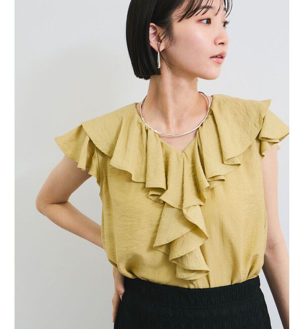 VIS「【WEB限定】ラッフルフリルフレンチスリーブブラウス」|シャツ・ブラウス|