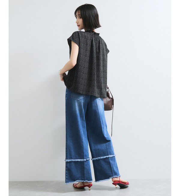 VIS「【WEB限定】ドットフリルネックブラウス/通勤対応」|シャツ・ブラウス|